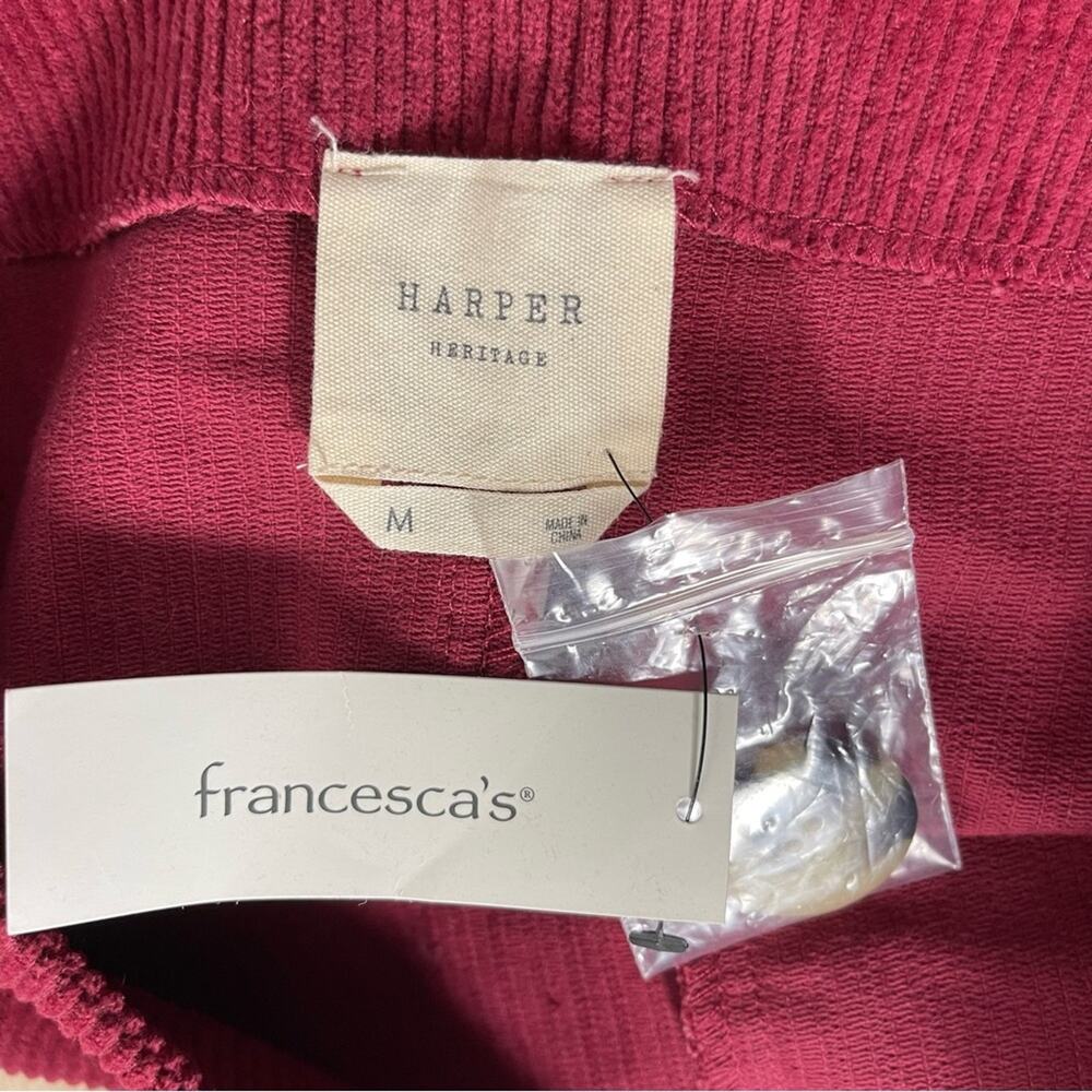 NWT Harper red corduroy mini button preppy academia skirt medium - Picture 3 of 4